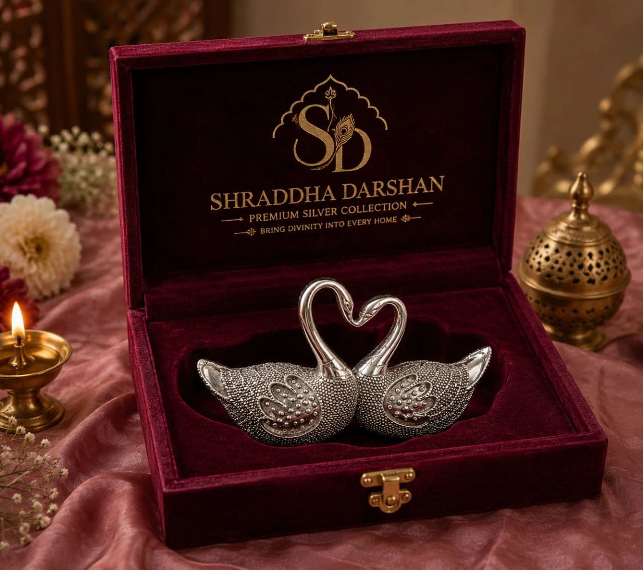 Silver Swan Heart Duo