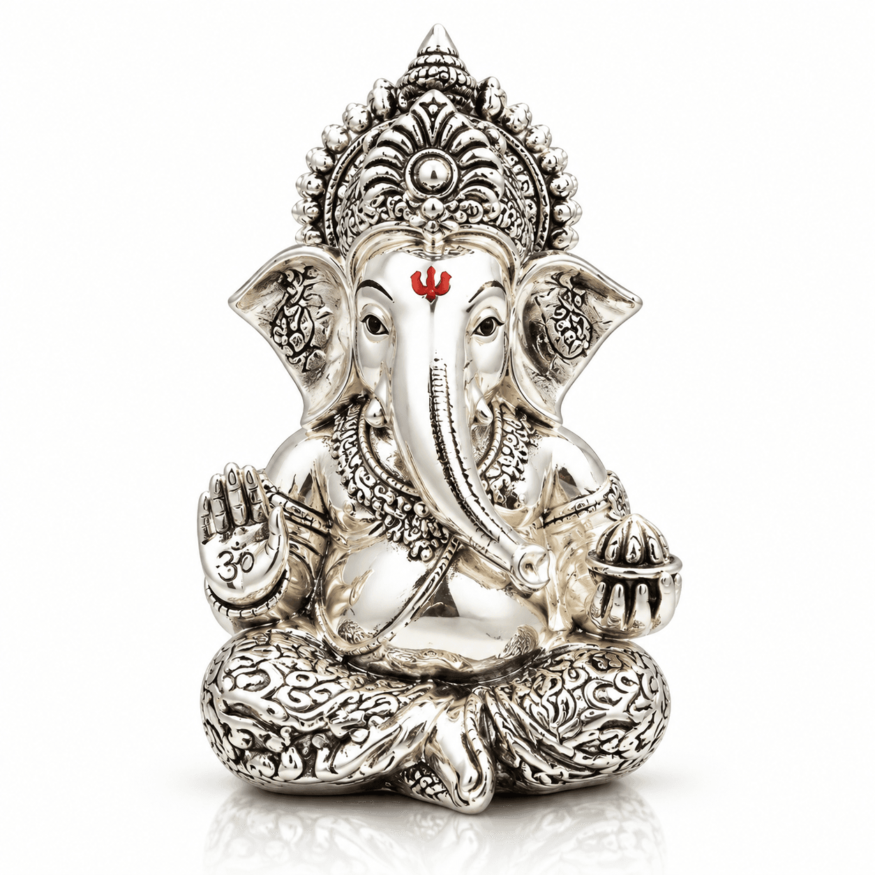 Silver Ganesh on Royal Throne